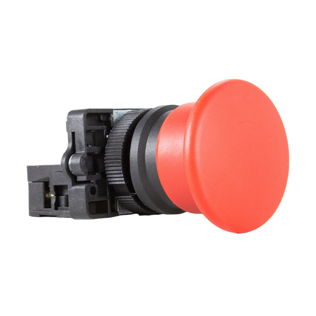 Botão Pulsador Cogumelo Plástico 22mm - Vermelho - 1NF