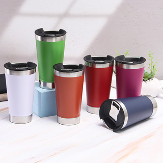Copo Térmico 473ML Inox para Cerveja com Tampa e Abridor Garrafa Parede Dupla Quente e Ge…