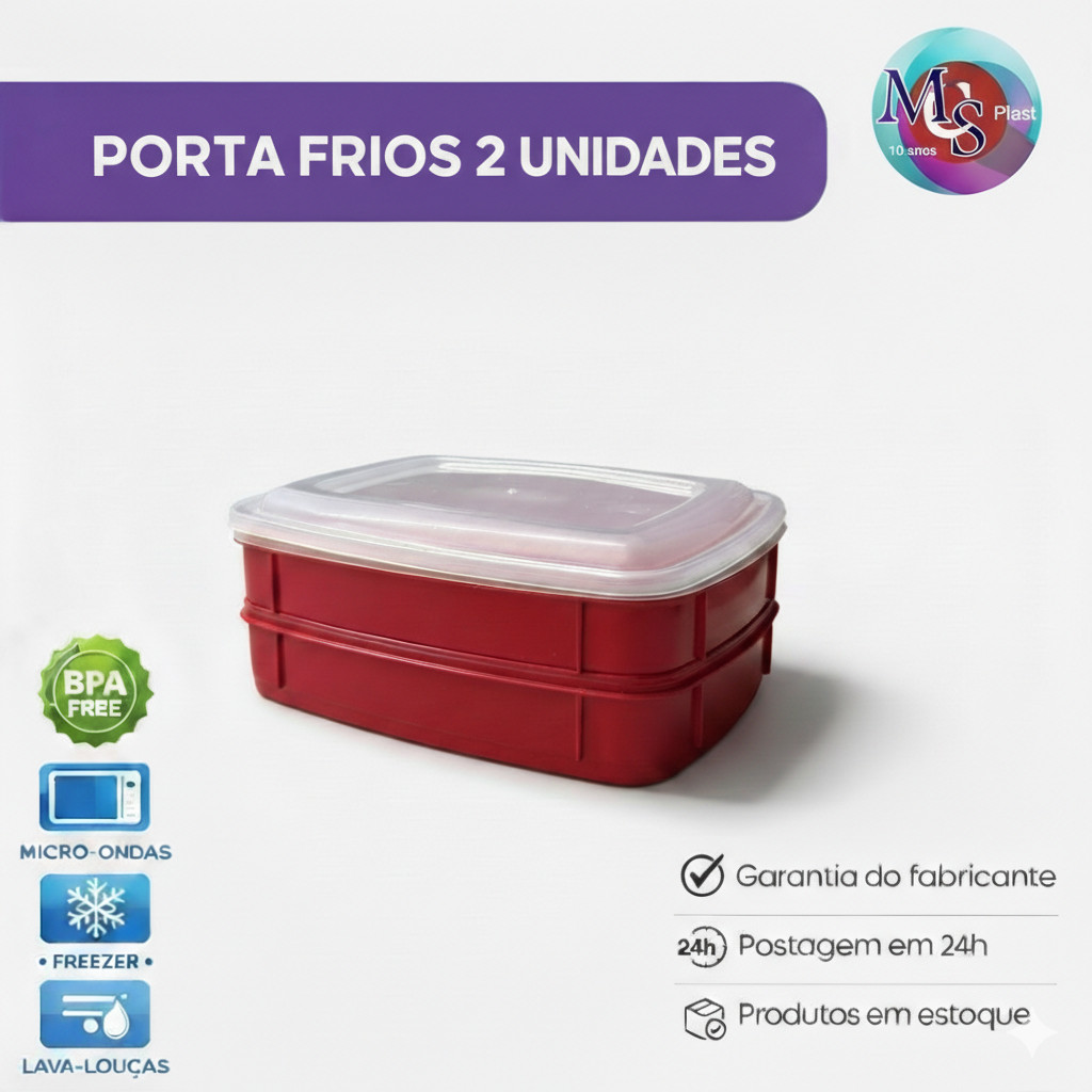 Kit 2 Potes Hermeticos Duplo Transparente Frios Geladeira Organizacao Queijo Presunto
