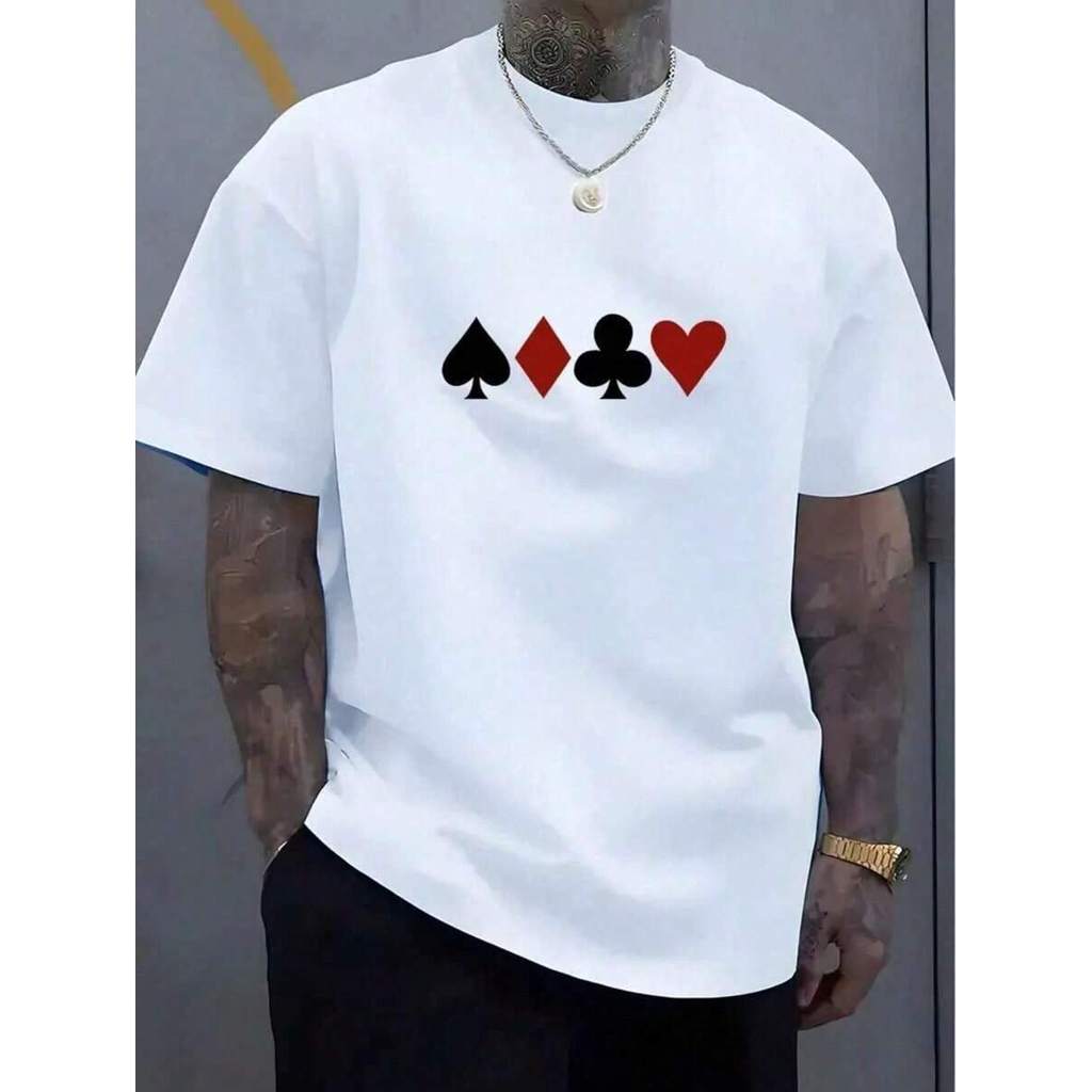 Camiseta Masculina Manilhas do Baralho Cartas Zap Sete Copas Espadilha e Sete Ouro Camisa Algodão