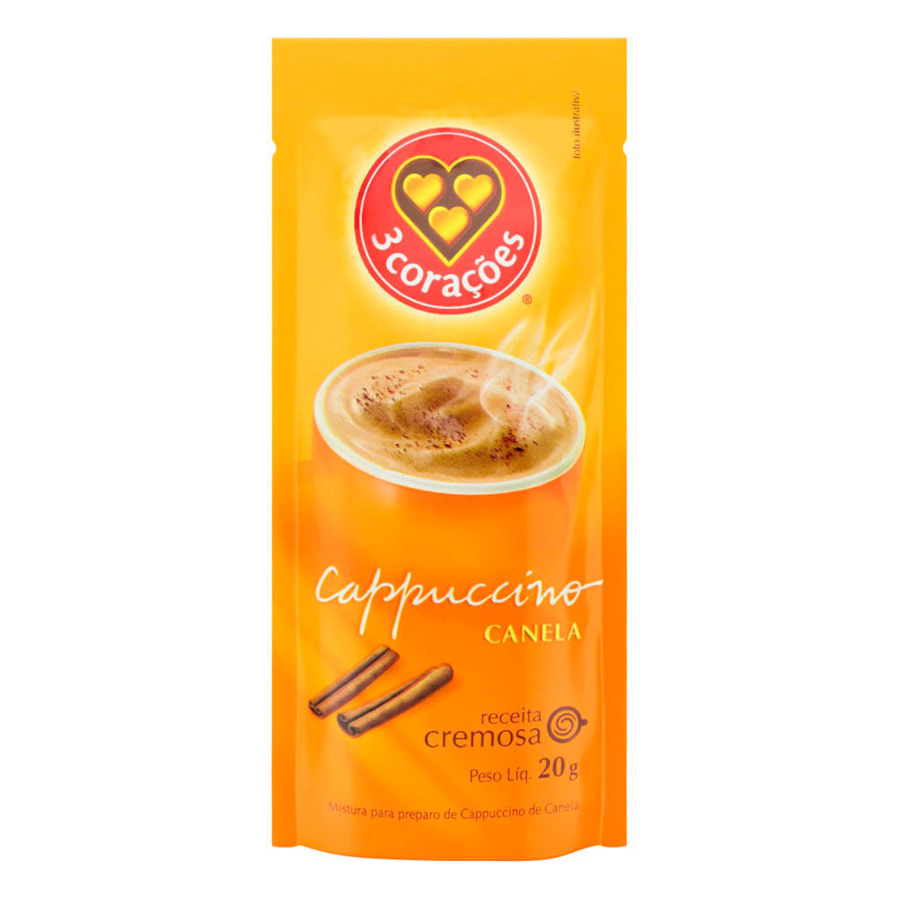 Cappuccino 3 Corações Canela Sachê com 20g em Oferta na Shopee