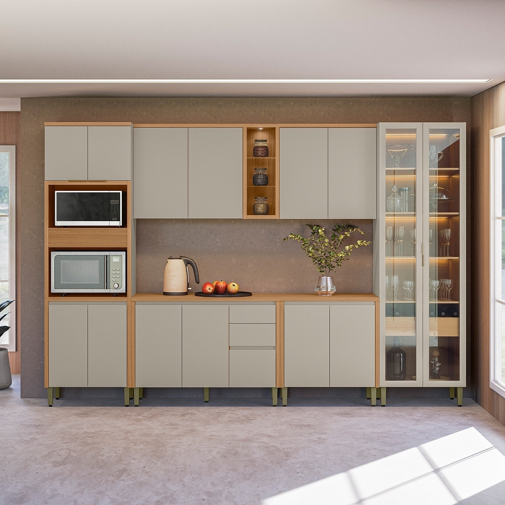 Cozinha Modulada 6 Peças 14 Portas 3 Gavetas Allure Linea Brasil 100% MDF A01M6