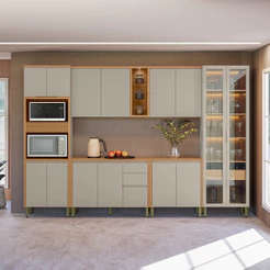 Cozinha Modulada 6 Peças 14 Portas 3 Gavetas Allure Linea Brasil 100% MDF A01M6