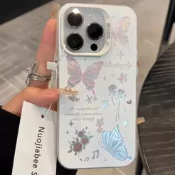 Borboletas Metálico Anti-Raios Capinha Capas Para IPhone 17 16 15 14 Plus 13 12 Pro Max Normal