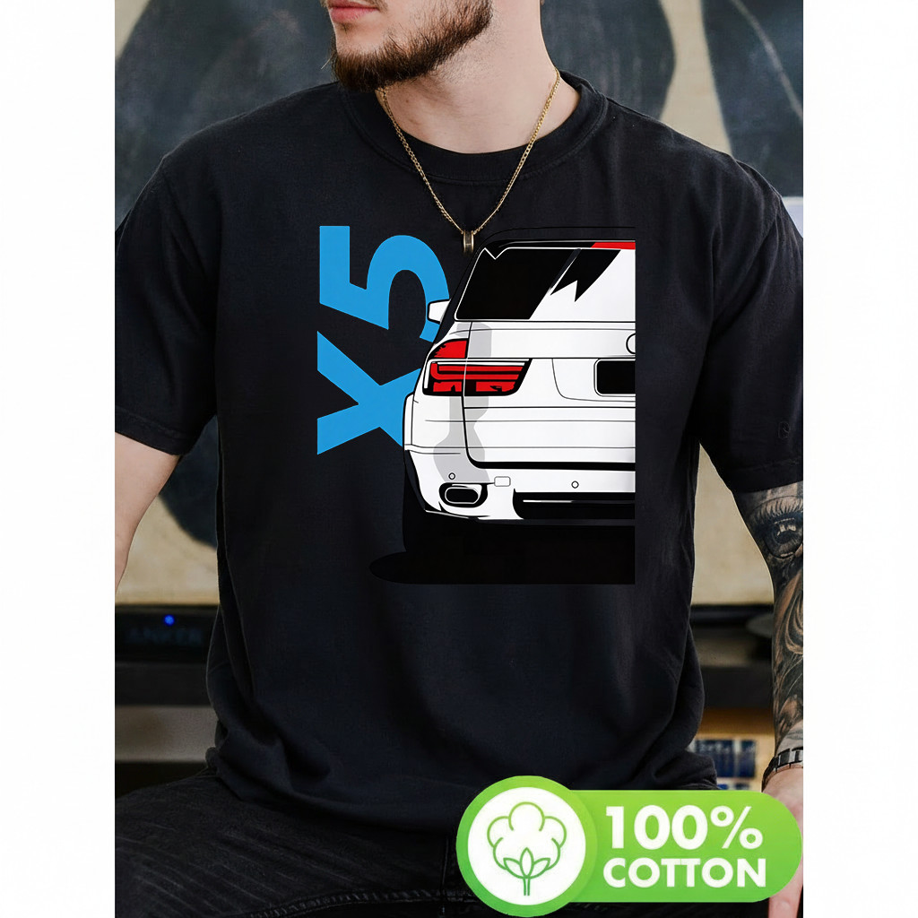 Camiseta Masculina Estampa Carro BMW X5 Moderna Atemporal Estilosa Tema Automóvel Cena Casual