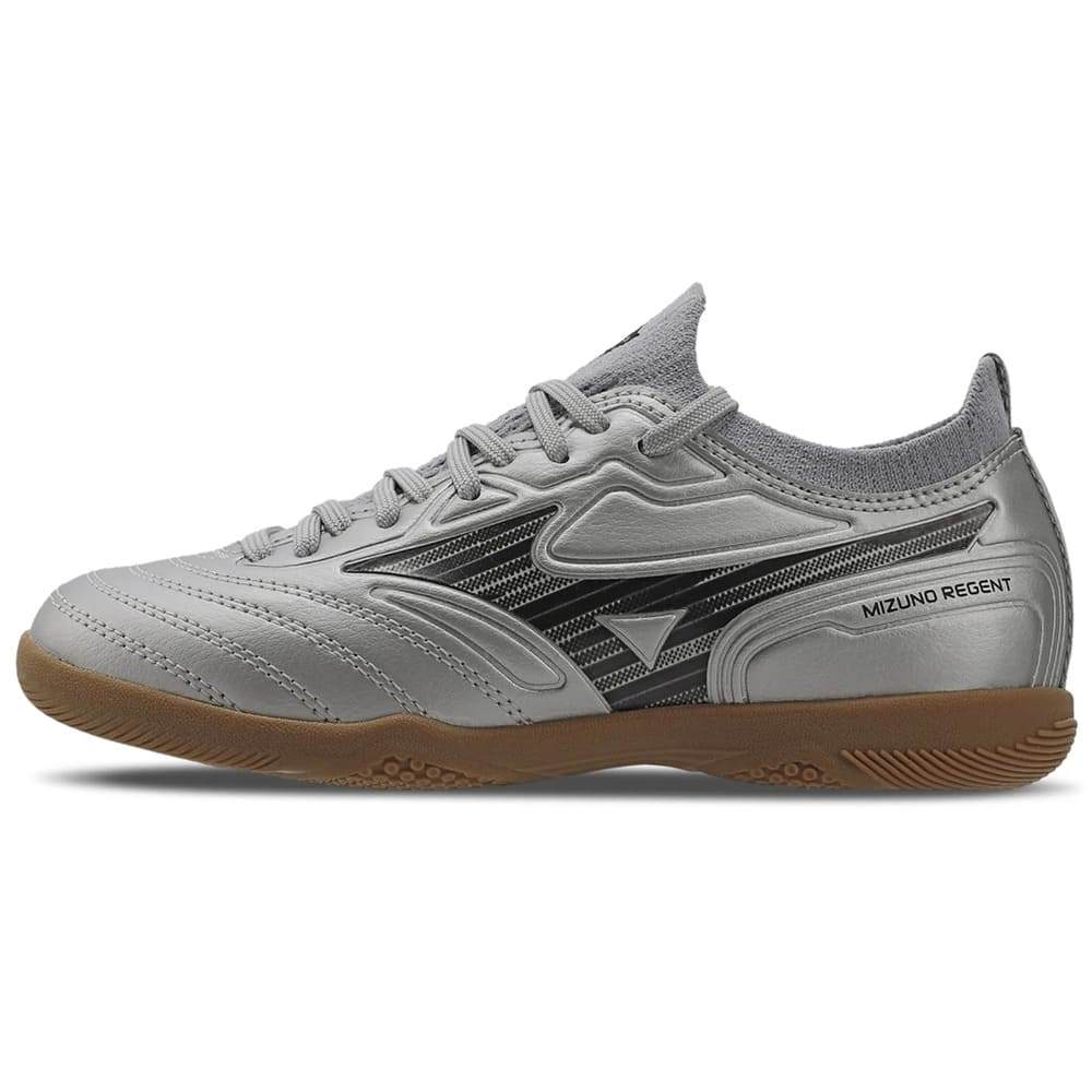 Chuteira Mizuno Futsal Regent Jr Prata Oficial + NF