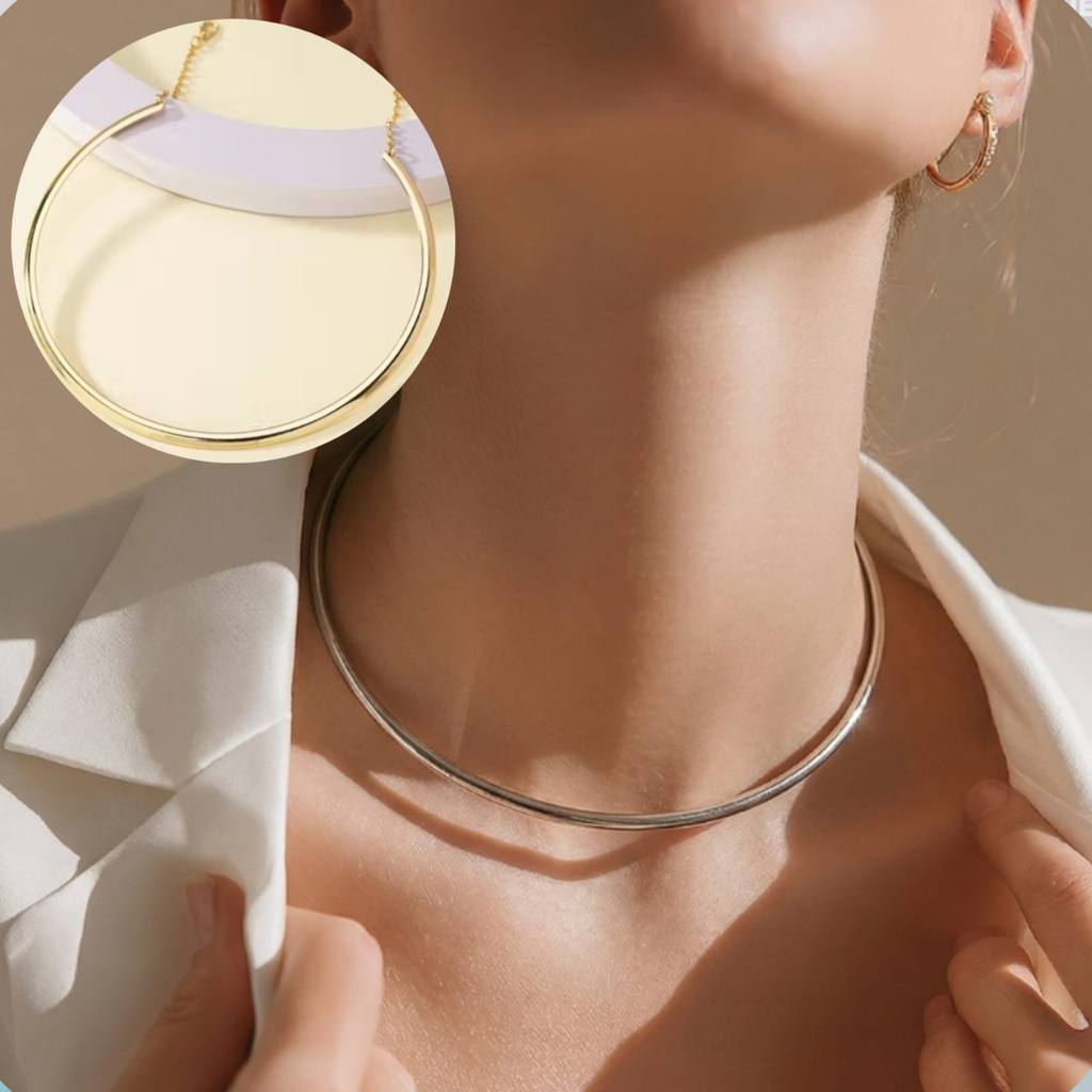 Choker Aro Rígida Lisa Minimalista - Elegância Atemporal