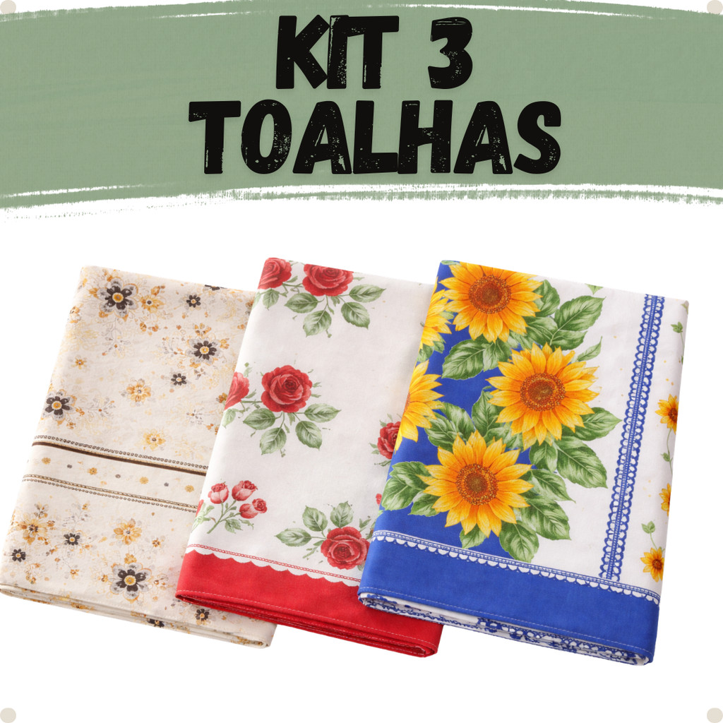 Kit 3 Toalhas de Mesa Oxford Estampadas