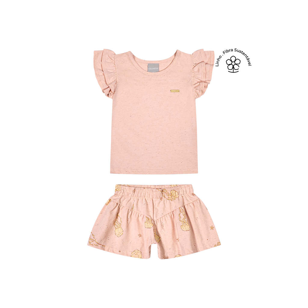 Conjunto Infantil Menina Jellyfish Colorittá Rosa em Oferta na Shopee