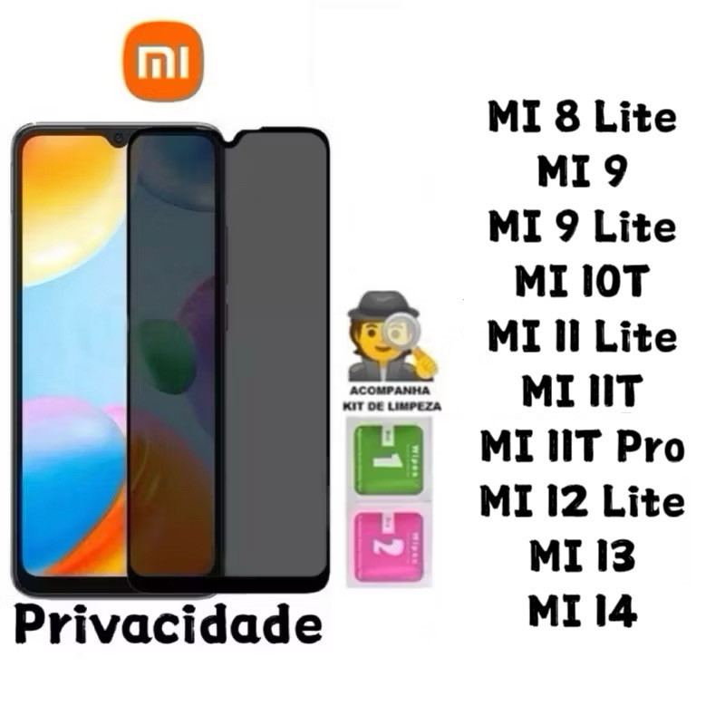 Película de vidro 3D Privacidade Anti Spy Para Xiaomi MI8 Lite MI9 MI9Lite MI10T MI11 Lite MI11T Pro MI12 Lite MI13 MI14