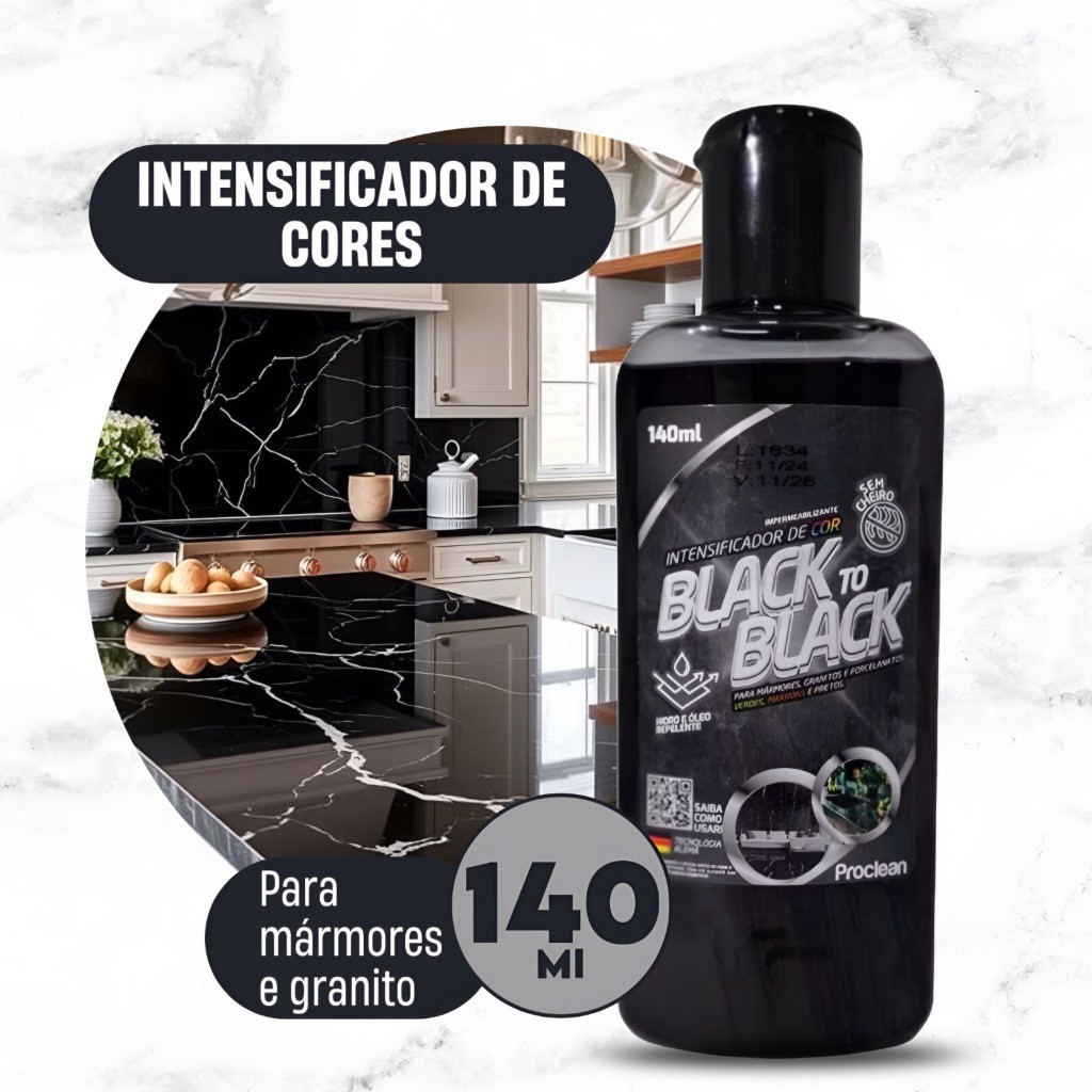 KIT 1/2/3 Revitalizador Limpa Granito Mármore Realça Cor Black To Black Active Color E Limpa Box