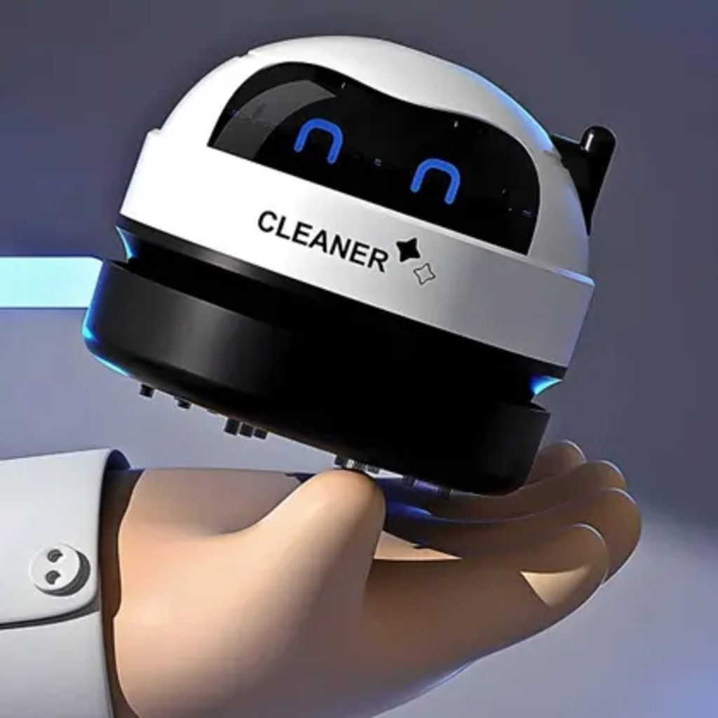 Aspirador de Pó Portátil Mini Robô de Mesa Recarregável USB Sucção 360 para Teclado Escrivaninha ABS