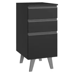 Balcão de Cozinha 40 cm 3 Gavetas Com Pés Preto Nice Madesa