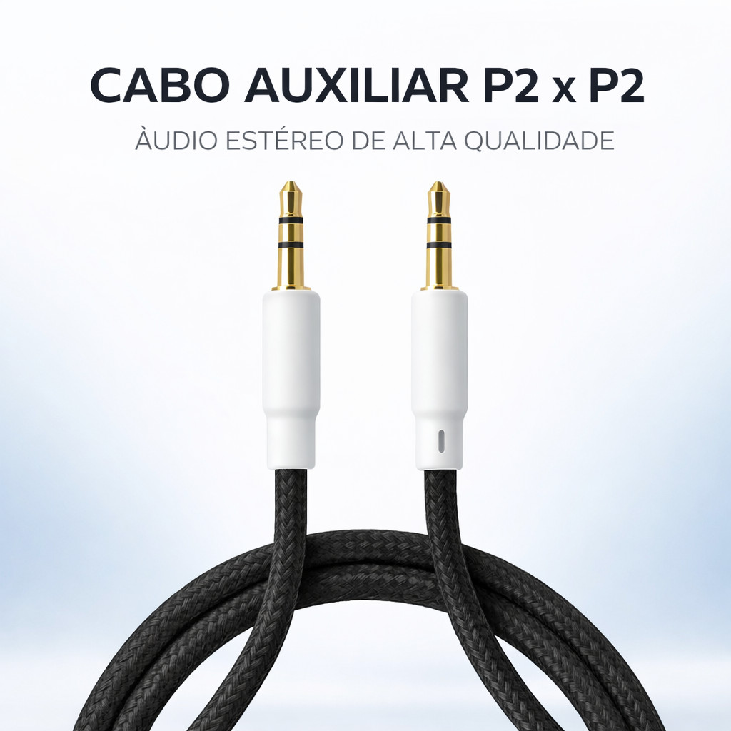 Cabo Auxiliar P2 Macho x P2 Macho 3,5mm 1.5m Inova Nylon Alta Qualidade em Oferta na Shopee