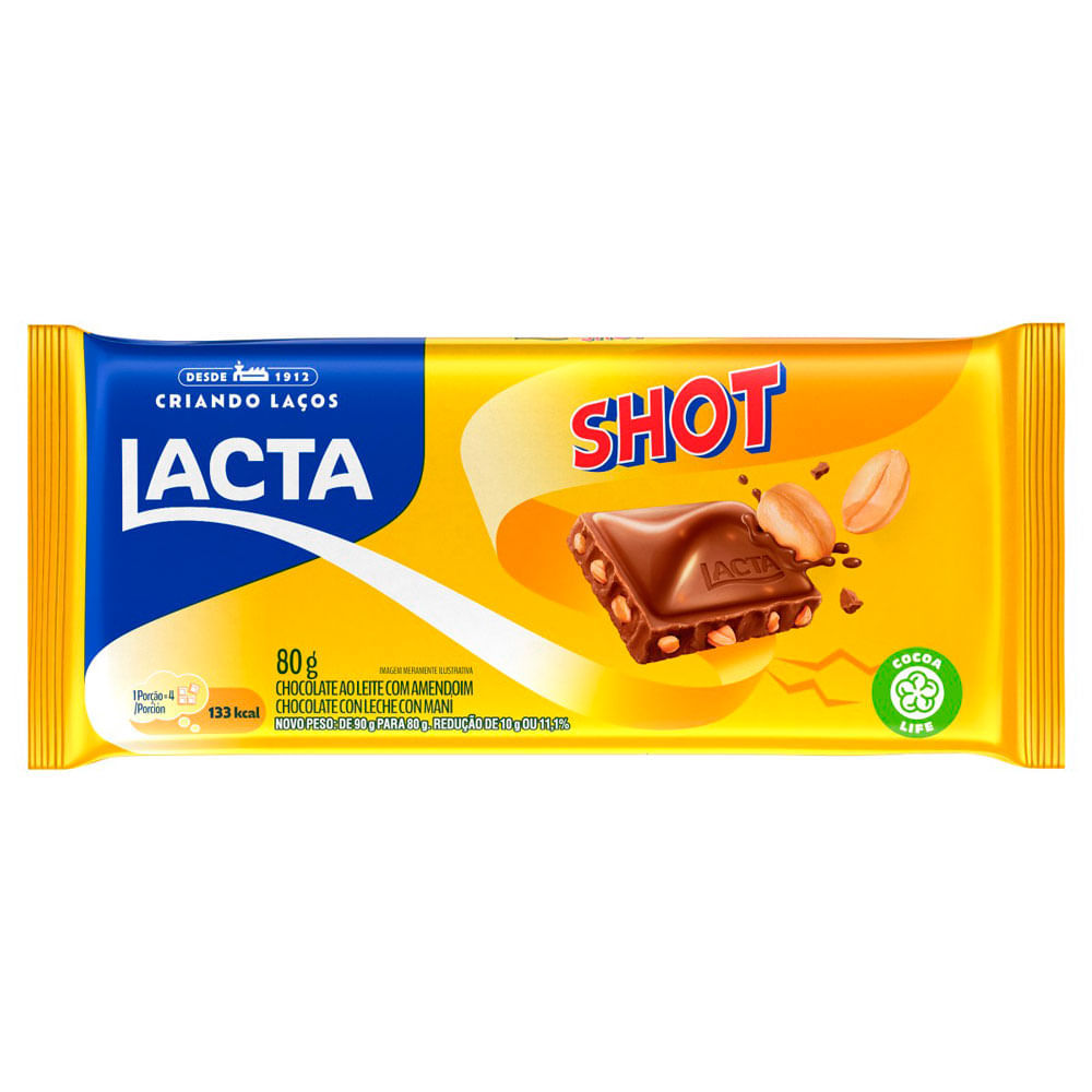 Chocolate ao Leite com Amendoim Shot 80g em Oferta na Shopee