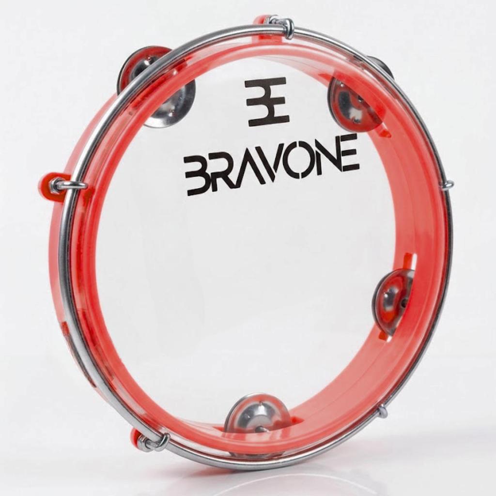 Pandeiro Bravone Vermelho 8 Polegadas Abs Pele Cristal Ideal para Iniciantes