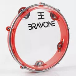 Pandeiro Bravone Vermelho 8 Polegadas Abs Pele Cristal Ideal para Iniciantes