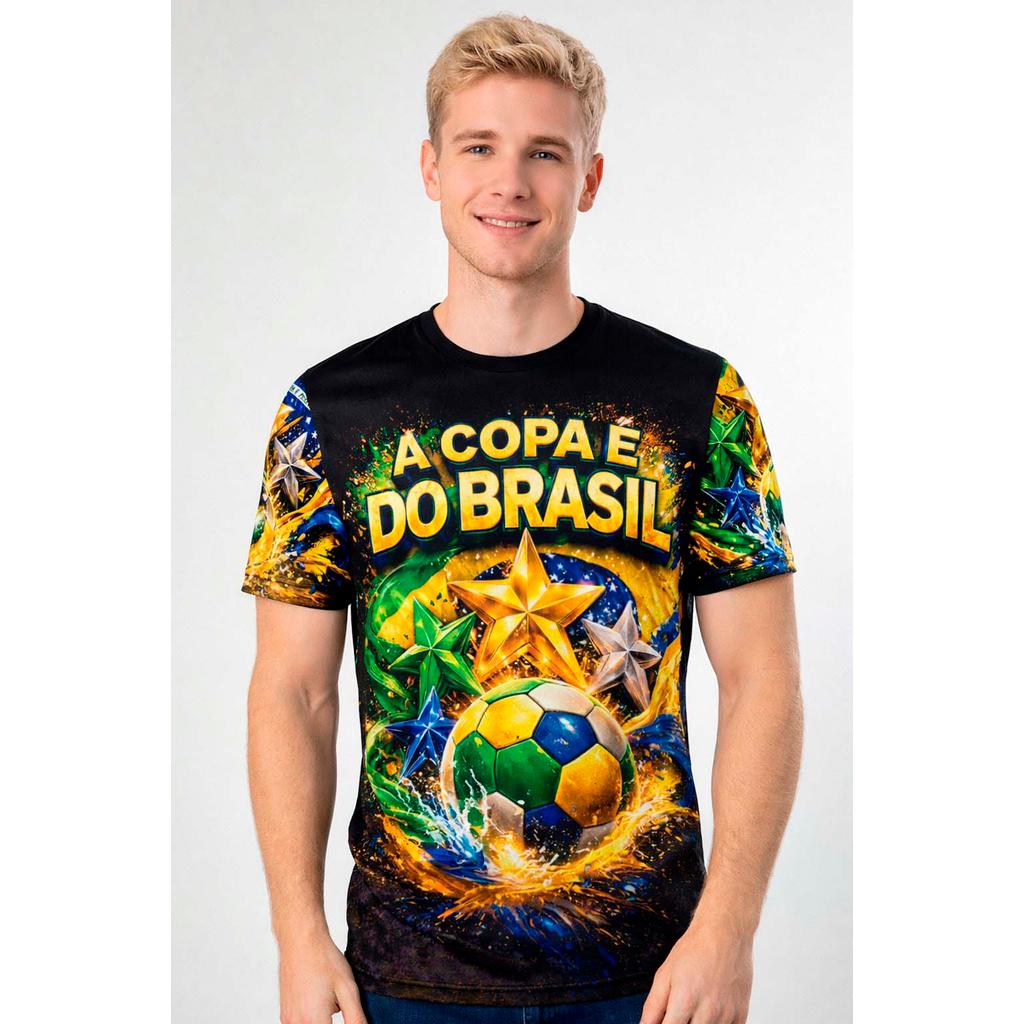 Camisa Torcida Copa do Mundo Camiseta Futebol Brasil Hexa Estampa Premium