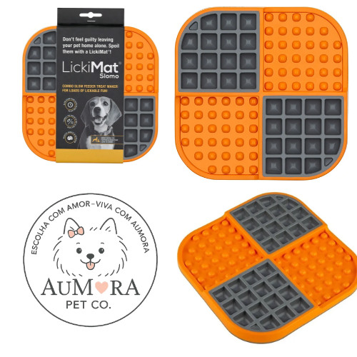 Comedouro Lento e Tapete de Lamber para cães Slomo Multicolor Laranja - Lickimat