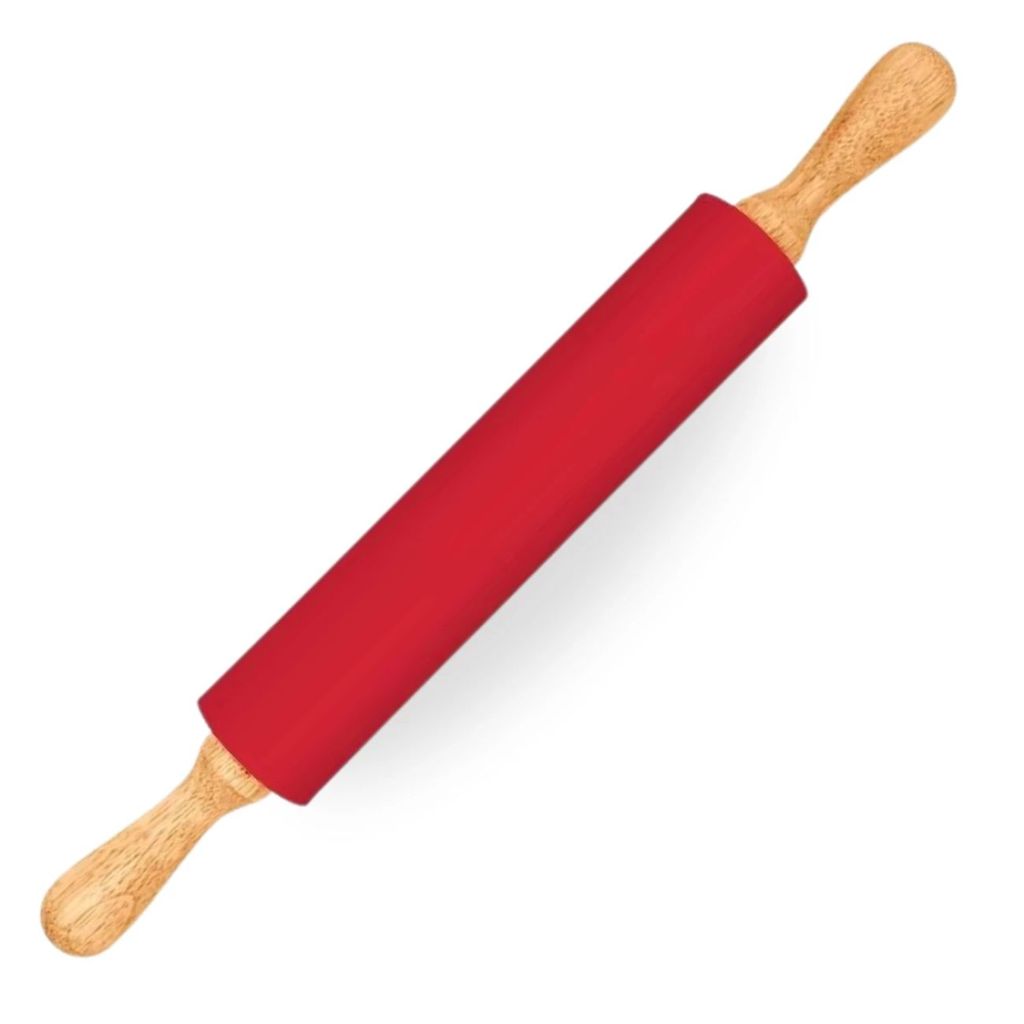 Rolo de Massa Silicone Vermelho Mor em Bamboo para Confeitaria Cozinha