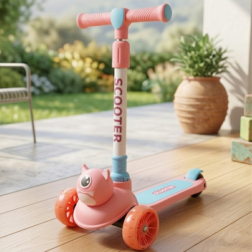 Patinete scooter Infantil 3 Rodas menina menino radical com Luz LED e música