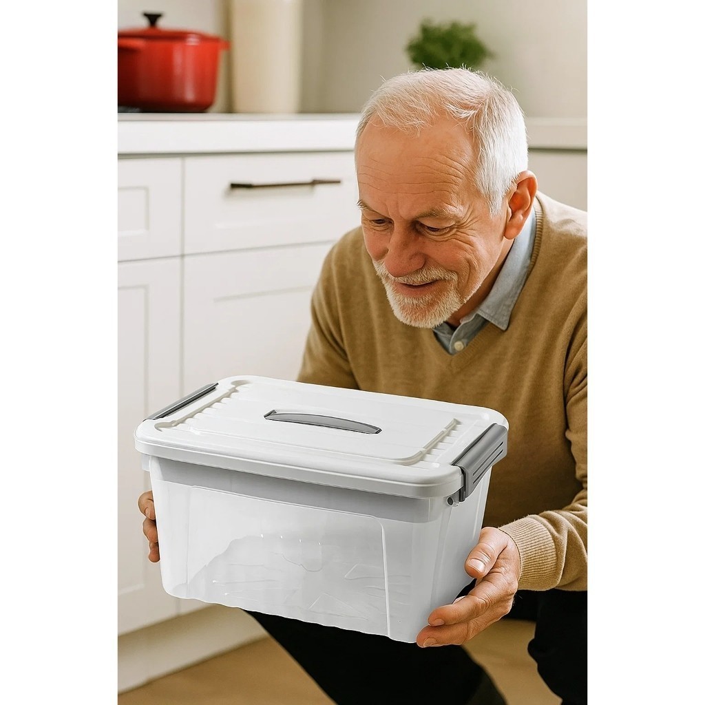Organizador Plástico 20L Cesto Tampa Porta Objetos Roupas Brinquedos Banheiro Cozinha Achadinhos