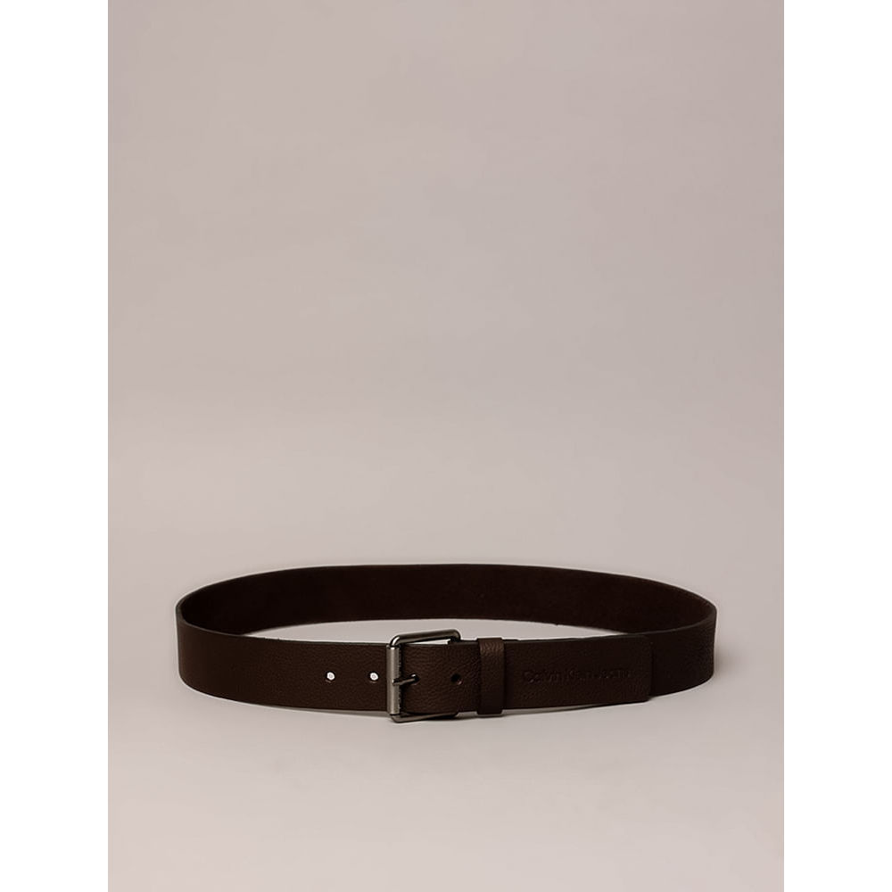 Cinto Masculino de Couro Estampa Relevo Calvin Klein Jeans - Marrom Escuro