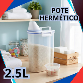 Kit 1/2/3 Pote Hermético 2.5L Com Copo Medidor Dosador Cozinha Mantimentos Lavanderia organizador em Oferta na Shopee