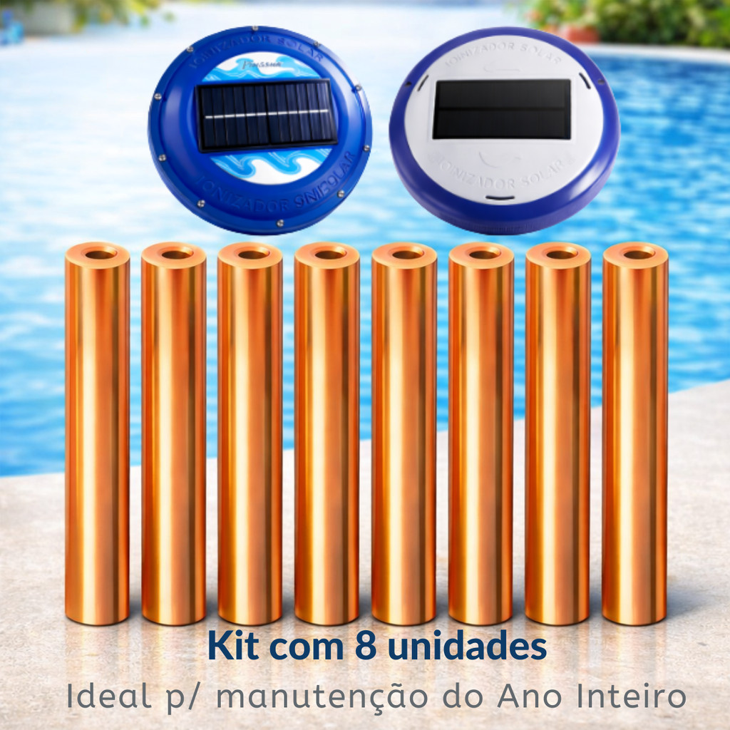 Eletrodo Cobre Ionizador Piscina Refil 6mm x 90mm Rosca M3 Kit 8 Hastes Solar