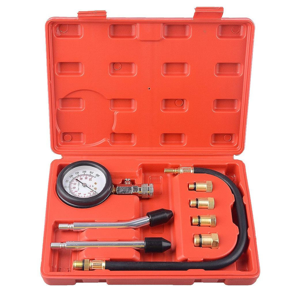Kit Profissional de Teste de Compressão de Motor a Gasolina, Adequado para Carros e Motocicletas - Vermelho