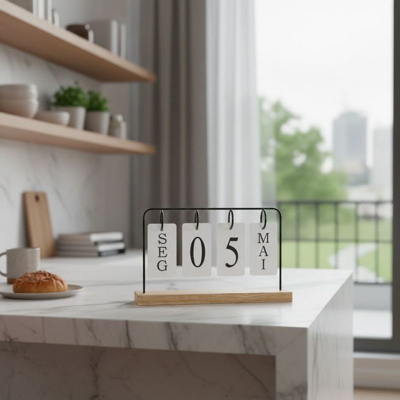 Calendário de Mesa Decorativo Moderno – Ideal para Escritório e Home Office 27x5x16cm - 1326 - 1326
