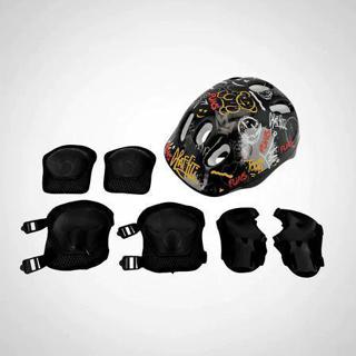 Kit Proteção Infantil 7 Peças Capacete Joelheira Cotoveleira Luvas Skate Patins Bicicleta Patinete Criança em Oferta na Shopee