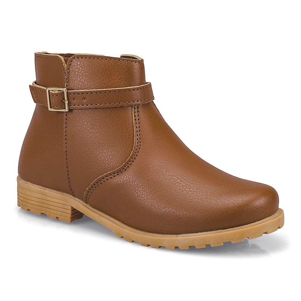 Bota Infantil Feminina Pequito Cano Curto Fivela Ziper 77531