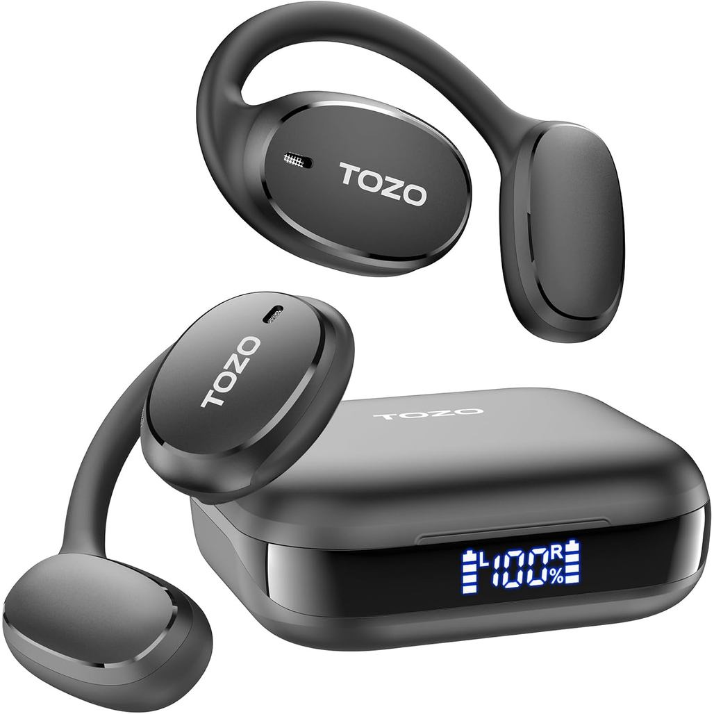 TOZO OpenEgo Fones de Ouvido Bluetooth de Orelha Aberta, Fones de Ouvido Esportivos Bluetooth 5.3 com Ganchos para 80 Ho