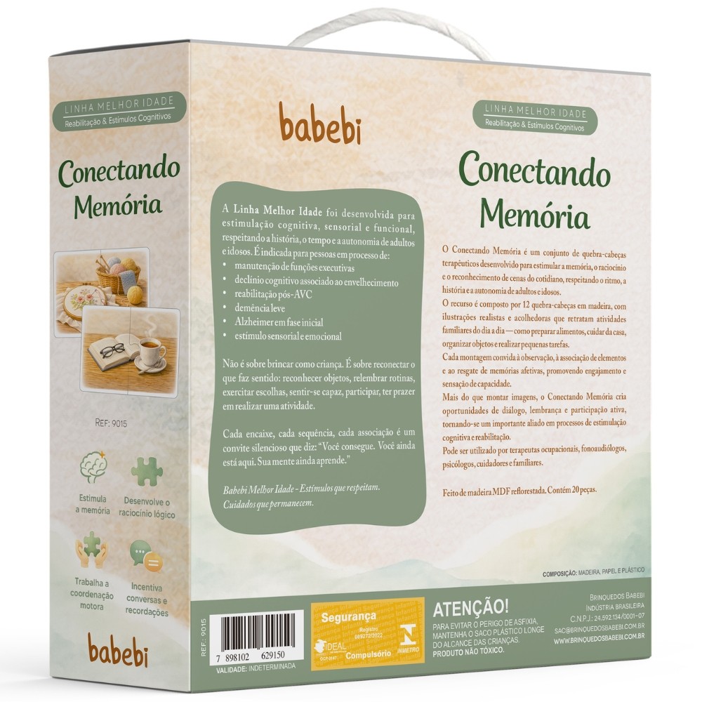 QUEBRA CABEÇA CONECTANDO MEMÓRIAS 12 PEÇAS MADEIRA BABEBI JOGO IDOSO RACIOCÍNIO LÓGICO TERAPÊUTICO · foto 2