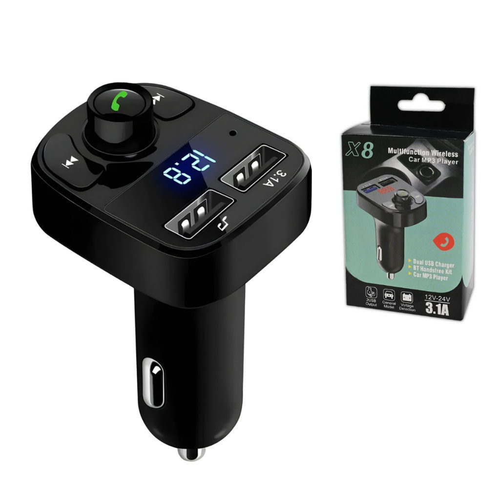 Transmissor FM Bluetooth X8 Carro MP3 Player USB Carregador 3.1A Handsfree Veicular