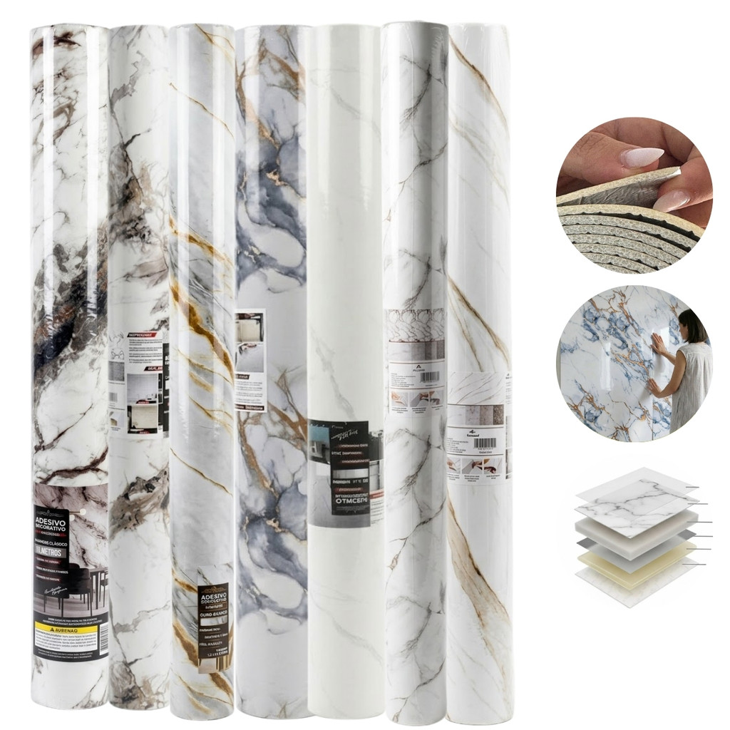 Painel Marmorizado Para Parede Adesivo 1,2x2,8 Metros Decorativo Revestimento