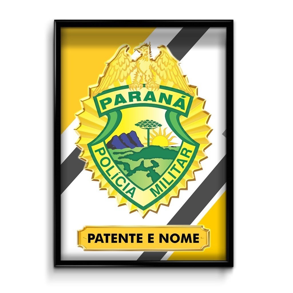 Quadro decorativo parede Polícia Militar Paraná PMPR Personalizado Com Nome