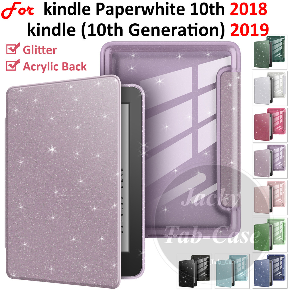 Para kindle 10ª Geração Paperwhite 10o eReader 2018 PQ94WIF 2019 J9G29R Glitter Acrílico Flip Case Capa Com Sleep Wak