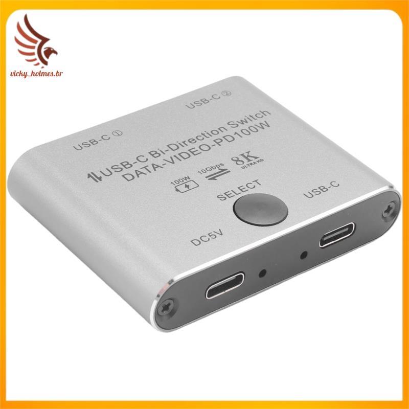 [vicky_holmes.br] Divisor De Switch Para 2 Computadores KVM Bidirecional USB C 1 Em 2 Saídas Transferência De Vídeo 8K @