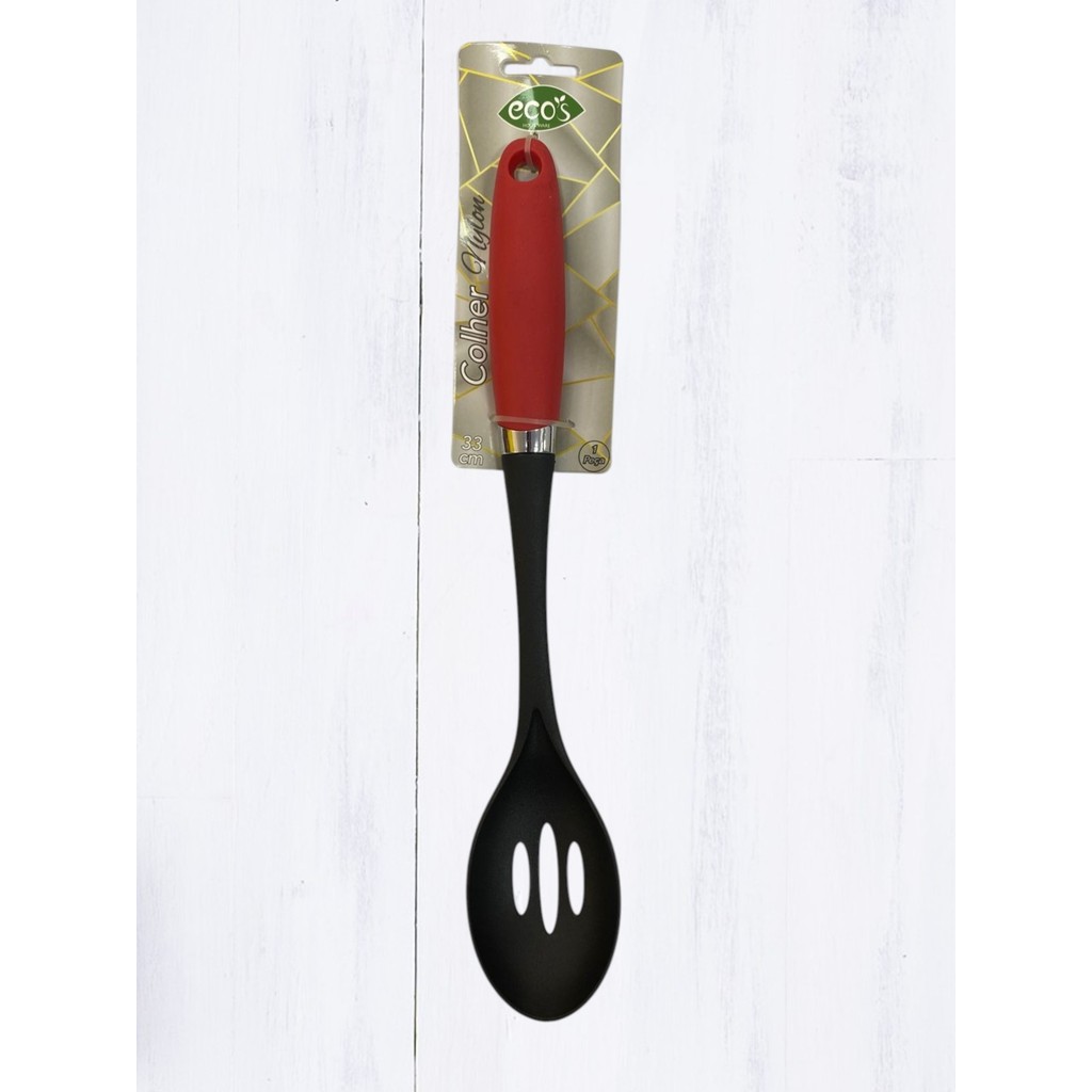 Colher Vazada de Silicone 33cm Resistente ao Calor – Utensílio de Cozinha Antiaderente