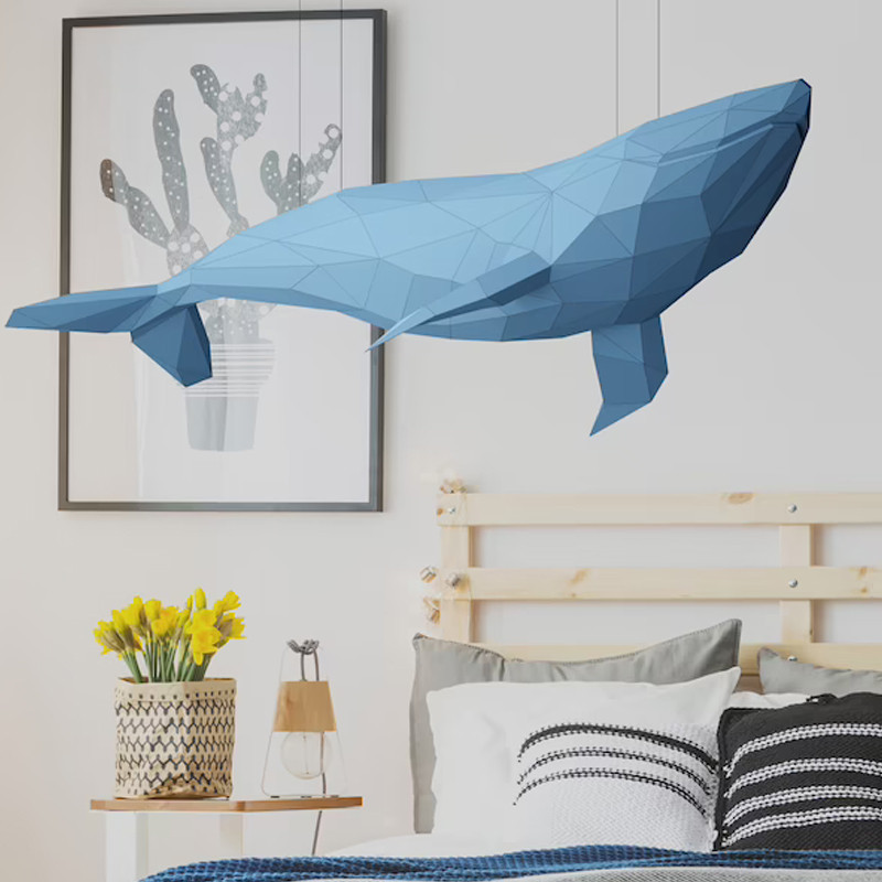 MOMO Molde de papel tridimensional 1.1m Baleia Oceano 3D feito à mão Criativo DIY Molde de papel Decoração Fotógrafo Dec