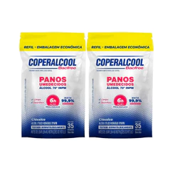 02 Pacotes de Lenço Umedecido Clássico com Álcool Refil 35 Lenços Coperalcool