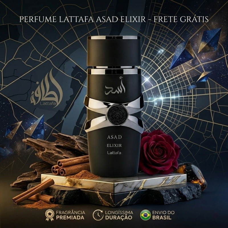 Perfume Árabe Asad Elixir Lattafa 100ml Melhor Fixação do Mundo Envio Rápido no Pix — R$ 199,80 em Shopee, 33% OFF