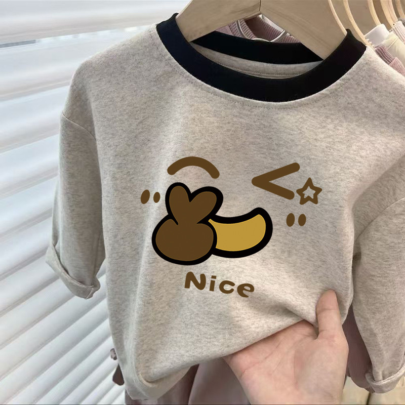 Crianças puro algodão de manga comprida camisetas médio pequeno crianças novo estilo meninos meninas topos moda bebê na 