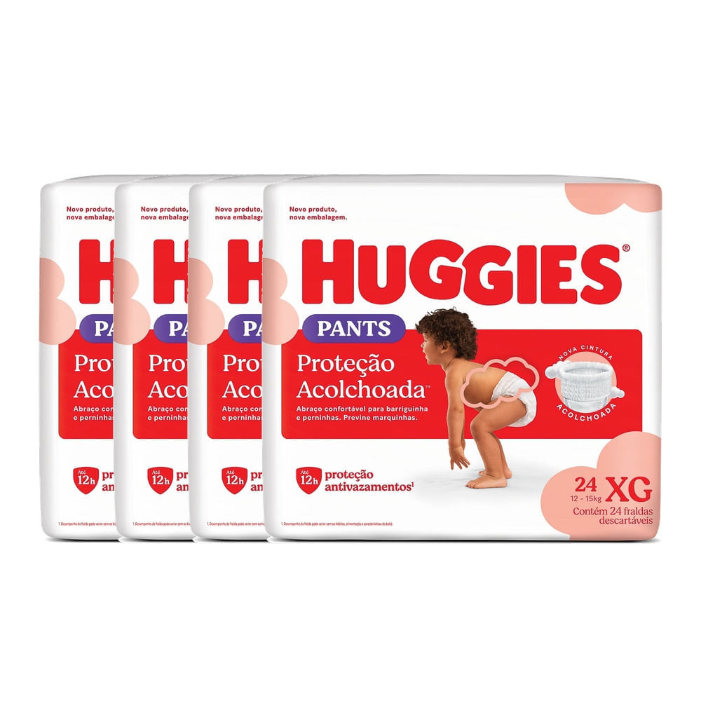Kit 4 Fralda Roupinha Huggies Tamanho XG Pacote Mega 24 Unidades Descartáveis em Oferta na Shopee