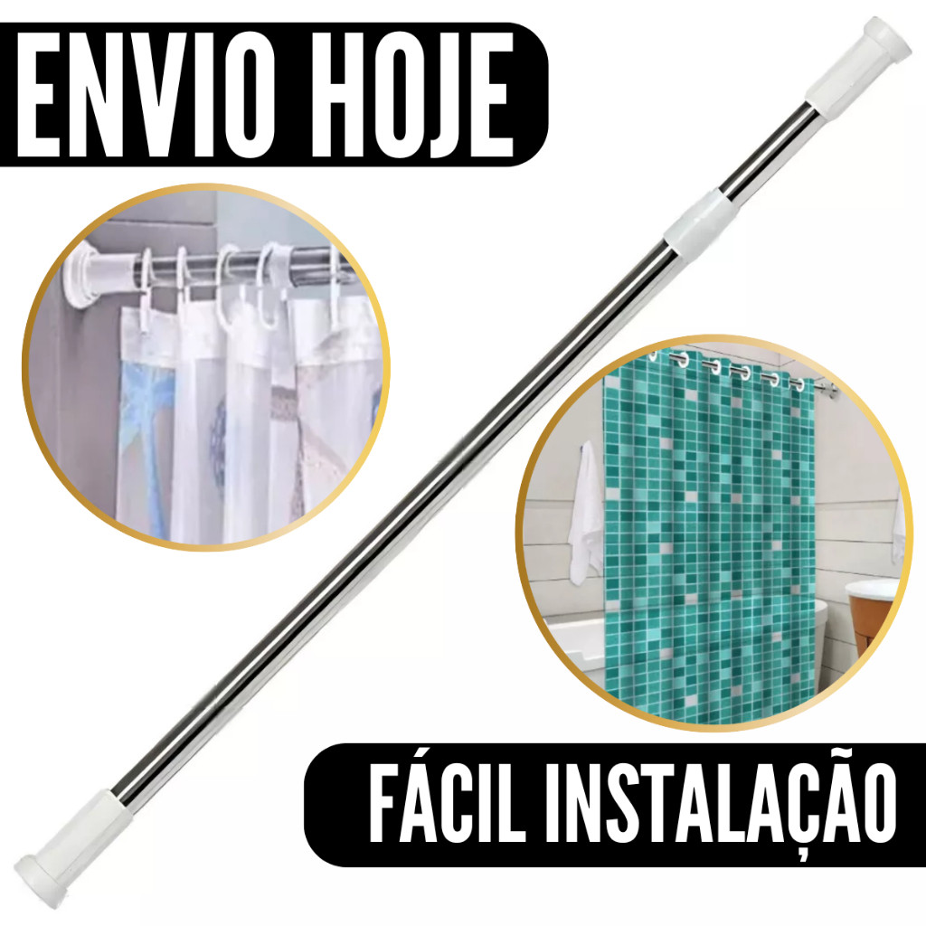 Varão Extensível Grande Maior para Porta Cortina de Box e Banheiro em Oferta na Shopee