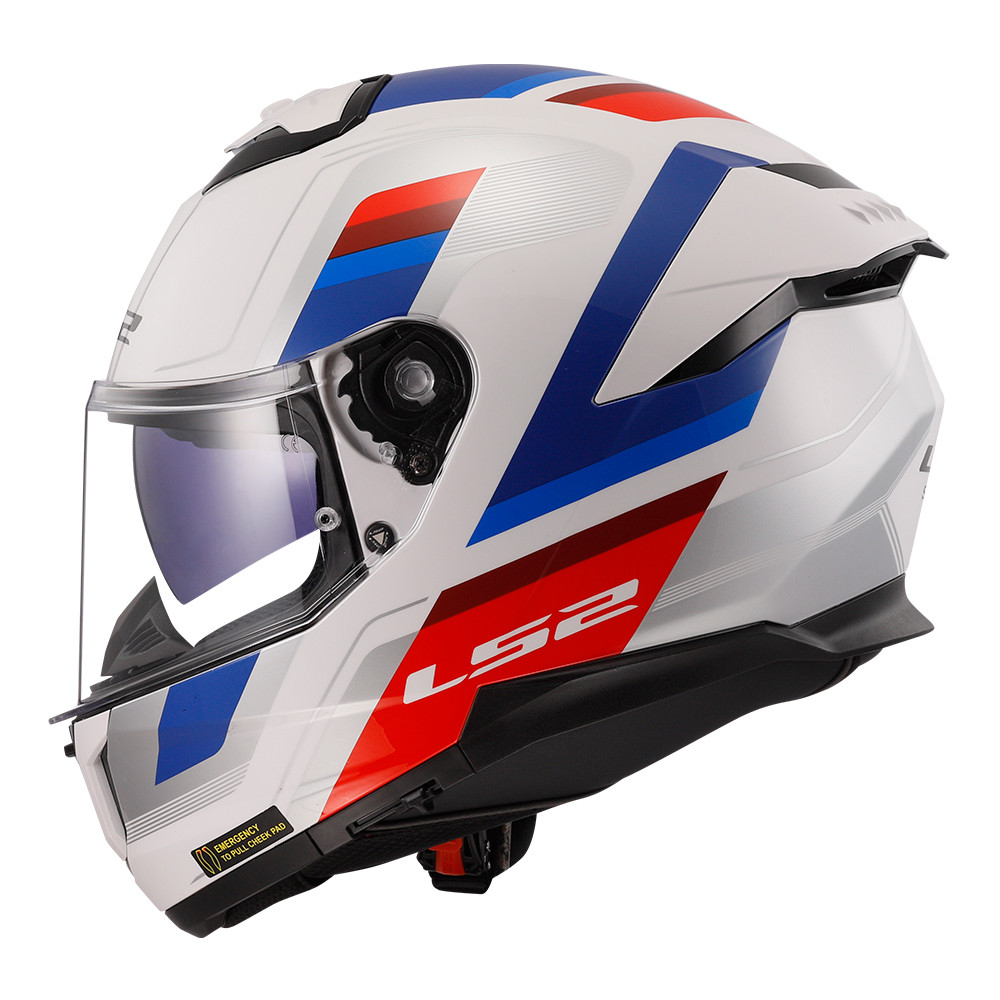 Capacete Stream 2 Ff808 Vintage Branco Azul Vermelho