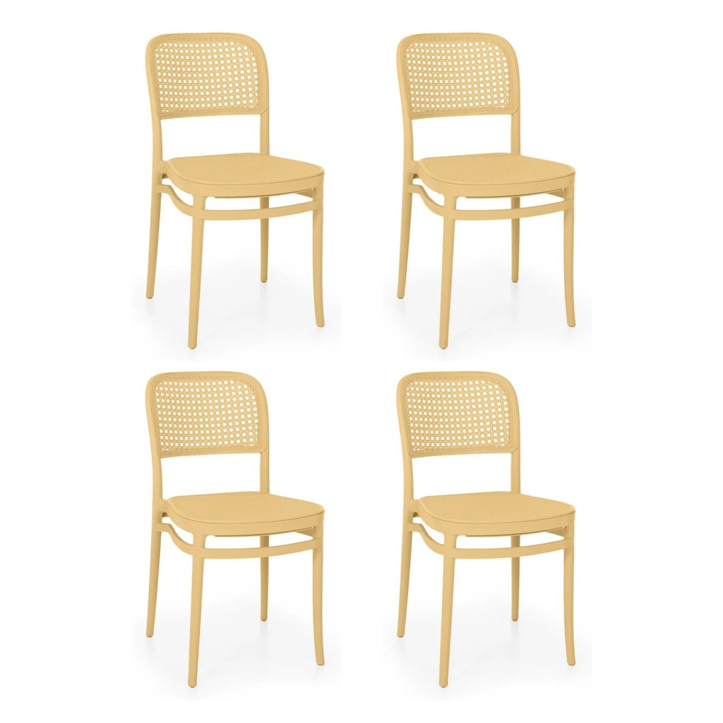 Kit 4 Cadeiras de Jantar Roma para Sala e Cozinha Bege