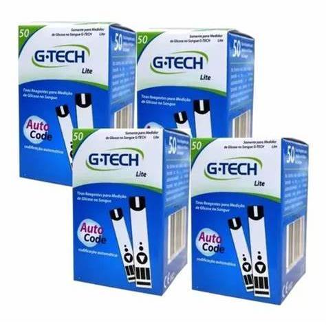 Tiras Reagentes para Medição de Glicose G-Tech Lite com 200 Tiras Total 4 Caixas